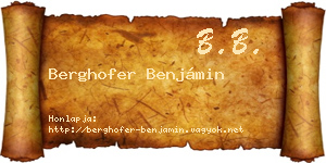 Berghofer Benjámin névjegykártya